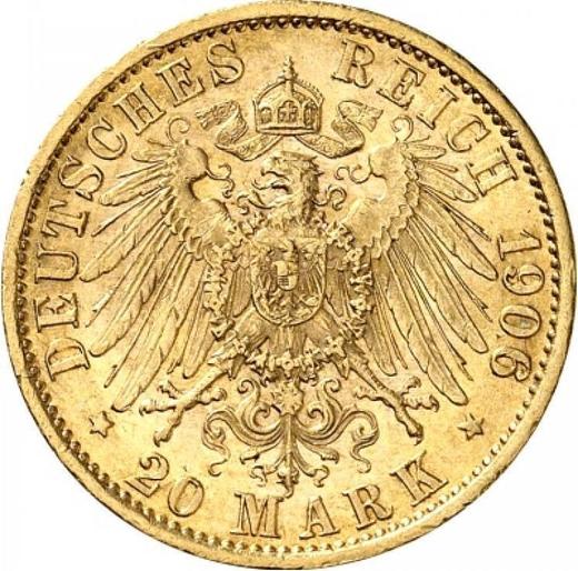 Реверс монеты - 20 марок 1906 года J "Пруссия" - цена золотой монеты - Германия, Германская Империя