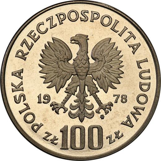 Anverso Pruebas 100 eslotis 1978 MW "Bicentenario de Adam Mickiewicz" Níquel Con rizo - valor de la moneda  - Polonia, República Popular