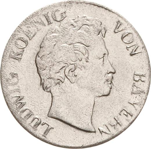 Awers monety - 1 krajcar 1827 - cena srebrnej monety - Bawaria, Ludwik I
