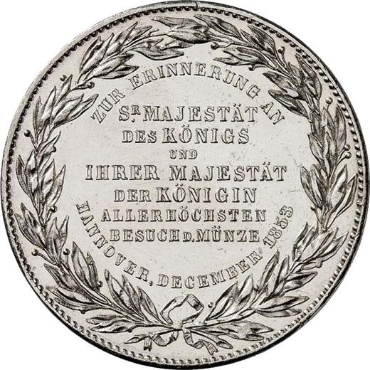 Reverso Tálero 1853 B "Visita a la casa de moneda" - valor de la moneda de plata - Hannover, Jorge V
