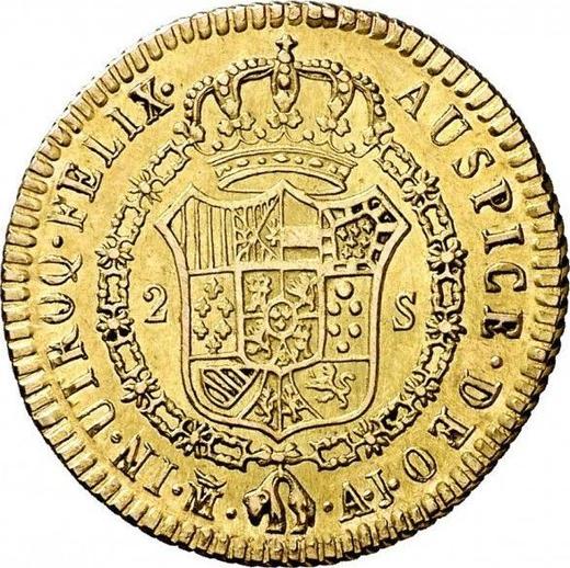 Revers 2 Escudos 1799 M AJ - Goldmünze Wert - Spanien, Karl IV