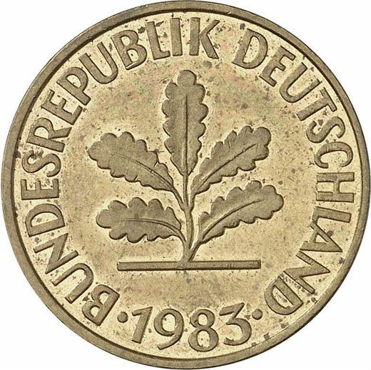 Реверс монеты - 10 пфеннигов 1983 года F - цена  монеты - Германия, ФРГ
