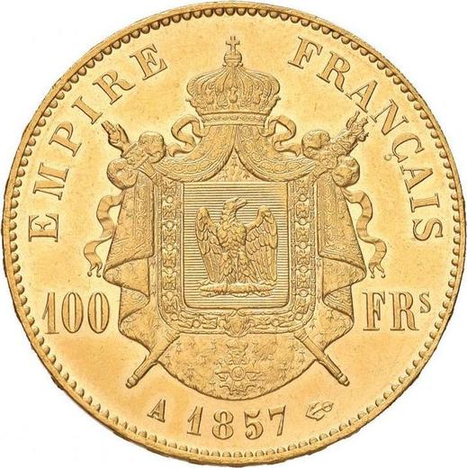 Rewers monety - 100 franków 1857 A "Typ 1855-1860" Paryż - cena złotej monety - Francja, Napoleon III