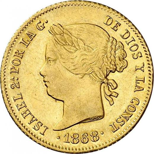 Awers monety - 4 peso 1868 - cena złotej monety - Filipiny, Izabela II