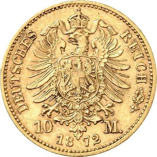 Reverso 10 marcos 1872 F "Würtenberg" - valor de la moneda de oro - Alemania, Imperio alemán