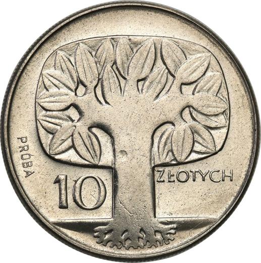 Реверс монеты - Пробные 10 злотых 1964 года "Дерево" Никель - цена  монеты - Польша, Народная Республика