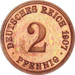 Аверс монеты - 2 пфеннига 1907 года A "Тип 1904-1916" - цена  монеты - Германия, Германская Империя