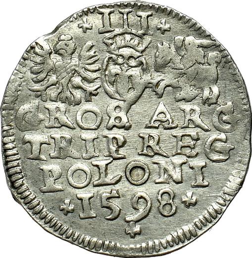 Реверс монеты - Трояк (3 гроша) 1598 года "Люблинский монетный двор" - цена серебряной монеты - Польша, Сигизмунд III Ваза