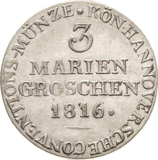 Rewers monety - 3 mariengroschen 1816 C.H.H. - cena srebrnej monety - Hanower, Jerzy III