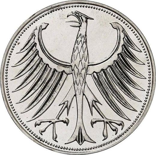 Реверс монеты - 5 марок 1951 года D - цена серебряной монеты - Германия, ФРГ