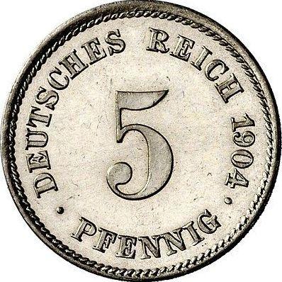 Anverso 5 Pfennige 1904 E "Tipo 1890-1915" - valor de la moneda  - Alemania, Imperio alemán