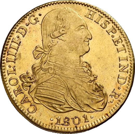 Anverso 8 escudos 1801 Mo FM - valor de la moneda de oro - México, Carlos IV