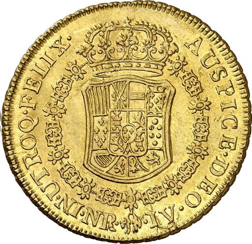 Rewers monety - 8 escudo 1762 NR JV "Typ 1762-1771" - cena złotej monety - Kolumbia, Karol III