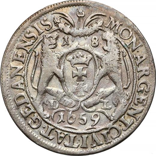 Rewers monety - Ort (18 groszy) 1659 DL "Gdańsk" - cena srebrnej monety - Polska, Jan II Kazimierz