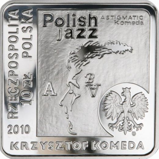 Аверс монеты - 10 злотых 2010 года MW NR "Кшиштоф Комеда" Клипа - цена серебряной монеты - Польша, III Республика после деноминации