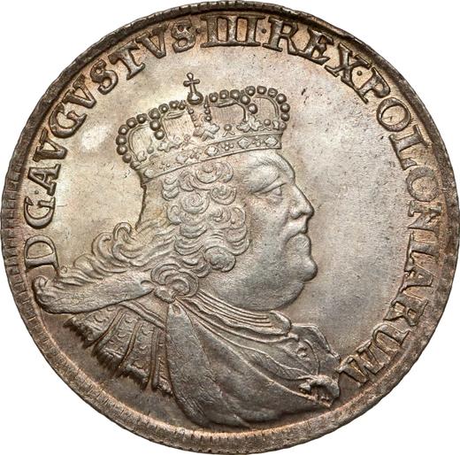 Аверс монеты - Орт (18 грошей) 1756 года EC "Коронный" - цена серебряной монеты - Польша, Август III