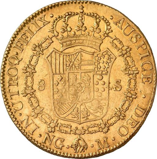Реверс монеты - 8 эскудо 1790 года NG M - цена золотой монеты - Гватемала, Карл IV