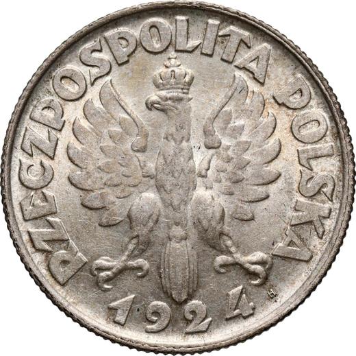 Аверс монеты - 2 злотых 1924 года H - цена серебряной монеты - Польша, II Республика