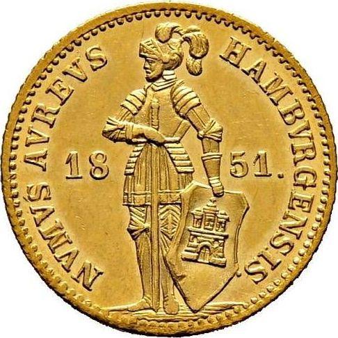 Аверс монеты - Дукат 1851 года - цена  монеты - Гамбург, Вольный город
