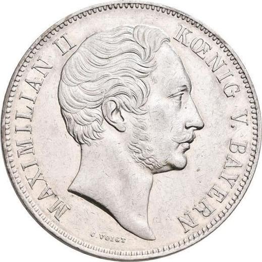 Anverso 2 táleros 1854 "Exhibición de productos alemanes" - valor de la moneda de plata - Baviera, Maximilian II