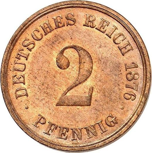 Аверс монеты - 2 пфеннига 1876 года D "Тип 1873-1877" - цена  монеты - Германия, Германская Империя