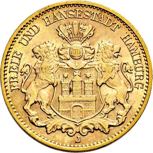 Аверс монеты - 10 марок 1906 года J "Гамбург" - цена золотой монеты - Германия, Германская Империя