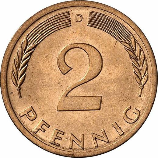 Аверс монеты - 2 пфеннига 1975 года D - цена  монеты - Германия, ФРГ