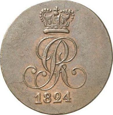 Аверс монеты - 2 пфеннига 1824 года C - цена  монеты - Ганновер, Георг IV