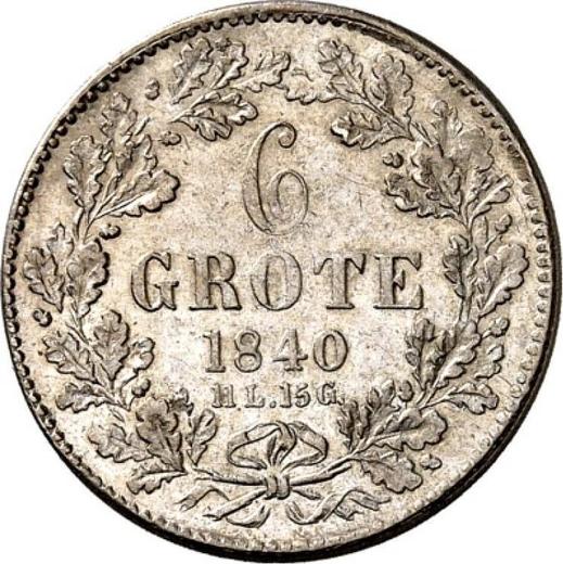 Реверс монеты - 6 гротенов 1840 года - цена серебряной монеты - Бремен, Вольный ганзейский город