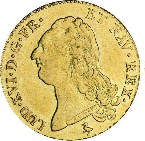 Аверс монеты - Двойной луидор 1791 года A Париж - цена золотой монеты - Франция, Людовик XVI