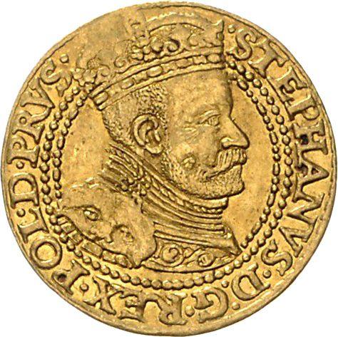 Аверс монеты - Дукат 1586 года "Гданьск" - цена золотой монеты - Польша, Стефан Баторий