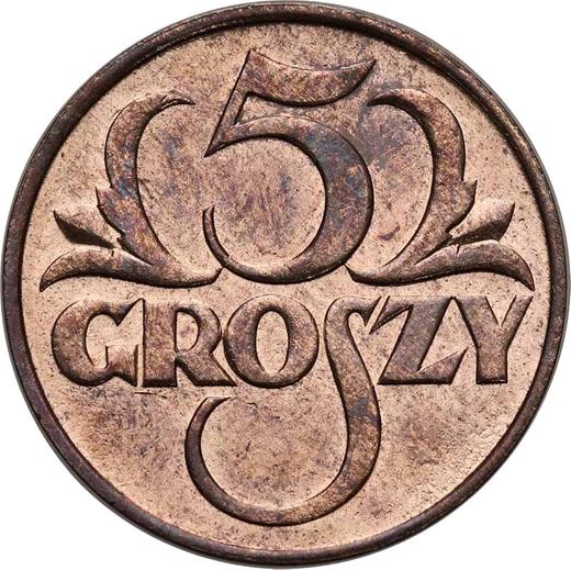 Реверс монеты - 5 грошей 1935 года WJ - цена  монеты - Польша, II Республика