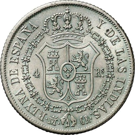 Реверс монеты - 4 реала 1836 года M CR - цена серебряной монеты - Испания, Изабелла II