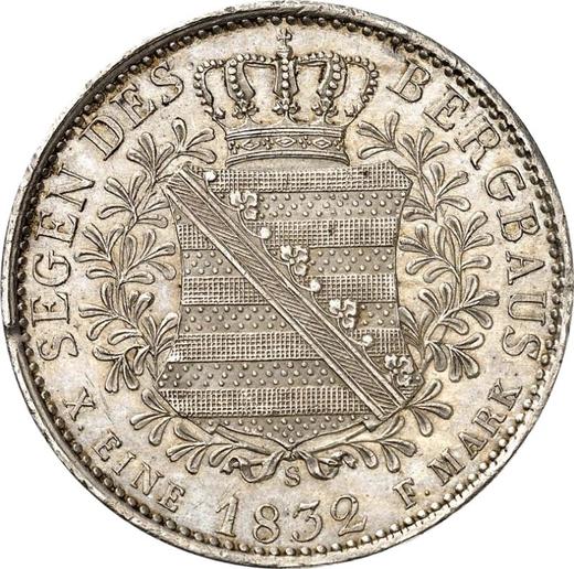 Reverso Tálero 1832 S "Minero" - valor de la moneda de plata - Sajonia, Antonio