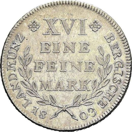 Rewers monety - Talar 1803 P.R. - cena srebrnej monety - Berg, Maksymilian I Józef