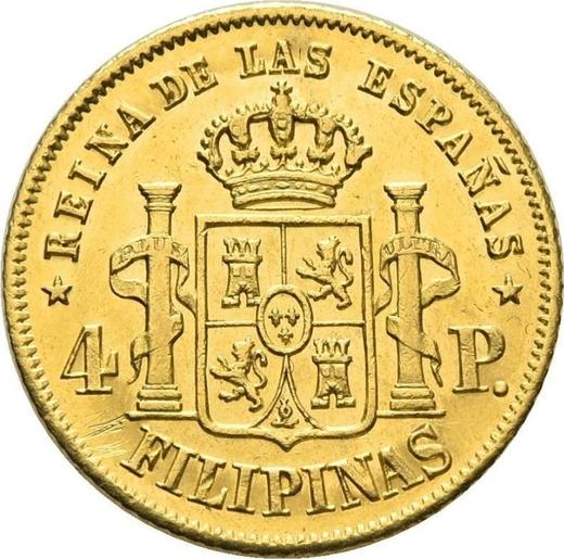 Реверс монеты - 4 песо 1864 года - цена золотой монеты - Филиппины, Изабелла II