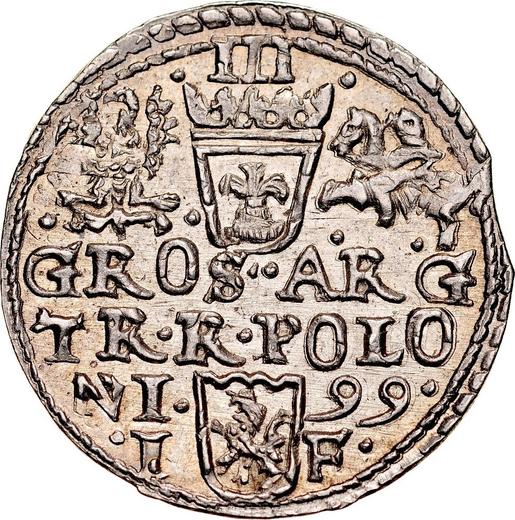 Rewers monety - Trojak 1599 IF "Mennica olkuska" - cena srebrnej monety - Polska, Zygmunt III