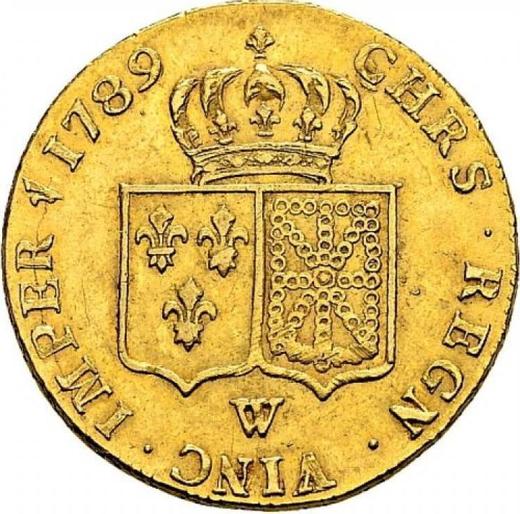 Reverse Double Louis d'Or 1789 W "Type 1785-1792" Lille - Gold Coin Value - France, Louis XVI