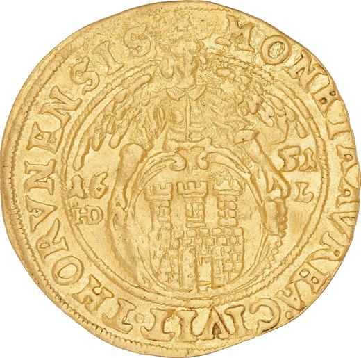 Reverso Ducado 1651 HDL "Toruń" - valor de la moneda de oro - Polonia, Juan II Casimiro