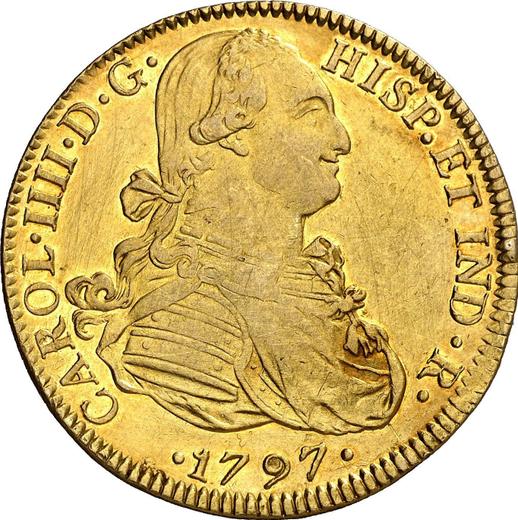 Anverso 8 escudos 1797 Mo FM - valor de la moneda de oro - México, Carlos IV