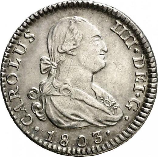 Аверс монеты - 1 реал 1803 года M FA - цена серебряной монеты - Испания, Карл IV