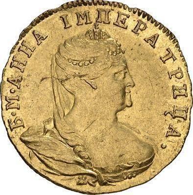 Anverso 1 chervonetz (10 rublos) 1738 Reacuñación - valor de la moneda de oro - Rusia, Anna Ioánnovna