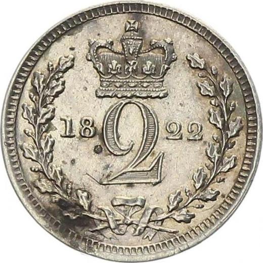 Reverso 2 peniques 1822 "Maundy" - valor de la moneda de plata - Gran Bretaña, Jorge IV