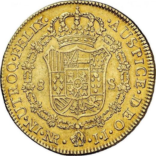 Реверс монеты - 8 эскудо 1788 года NR JJ - цена золотой монеты - Колумбия, Карл III