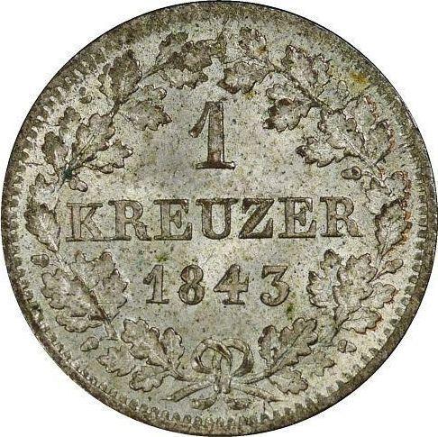 Rewers monety - 1 krajcar 1843 - cena srebrnej monety - Bawaria, Ludwik I