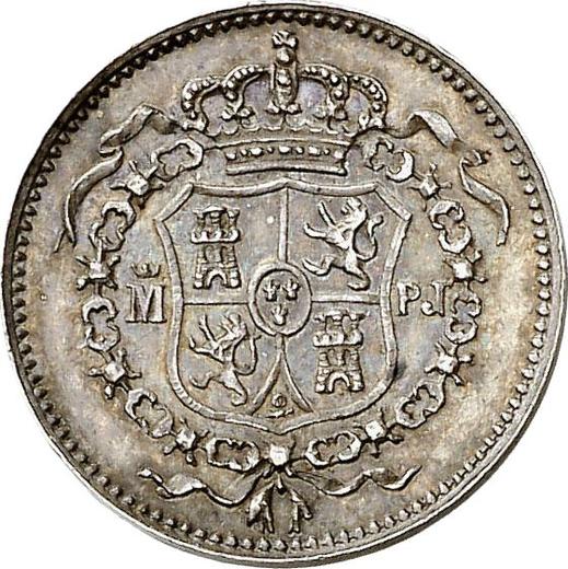 Rewers monety - Próba 1 peso 1857 M PJ Srebro - cena srebrnej monety - Filipiny, Izabela II