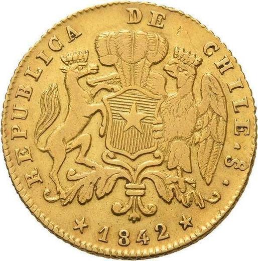 Аверс монеты - 2 эскудо 1842 года So IJ - цена золотой монеты - Чили, Республика
