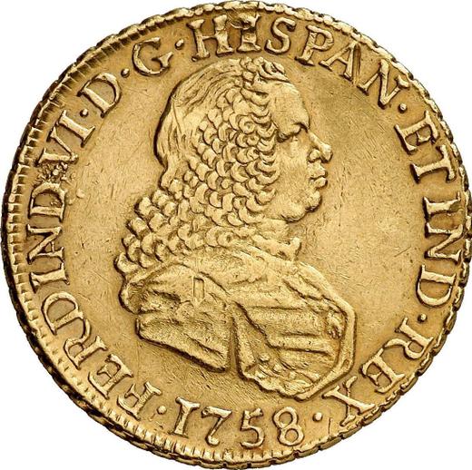 Awers monety - 4 escudo 1758 LM JM - cena złotej monety - Peru, Ferdynand VI