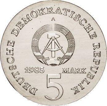 Reverso 5 marcos 1985 A "Neuber" - valor de la moneda  - Alemania, República Democrática Alemana (RDA)