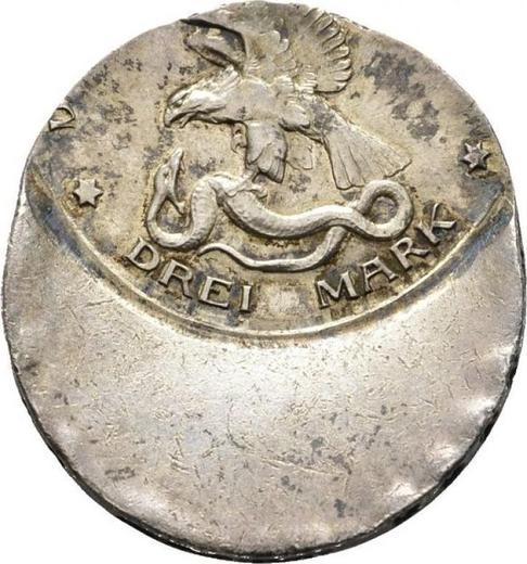 Reverse 3 Mark 1913 A "Prussia" Wars of Liberation Off-center strike - Silver Coin Value - Germany, German Empire